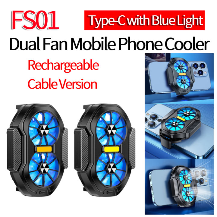 Dual Fan Mobile Phone Radiator Plug-in/Rechargeable Portable Game Heat Sink Air Cooling Type-C for IOS PUBG Game Cooler