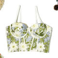 Floral all fresh lace sling inner wear mint mambo color matching high-end outer wear bra fishbone bra. 