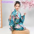 Exquisite Kimono Stunning Cherry Blossom Kimono for Girls Perfect for Cosplay School Performances Easy to Wear Japanese Style Kimono Dress. 