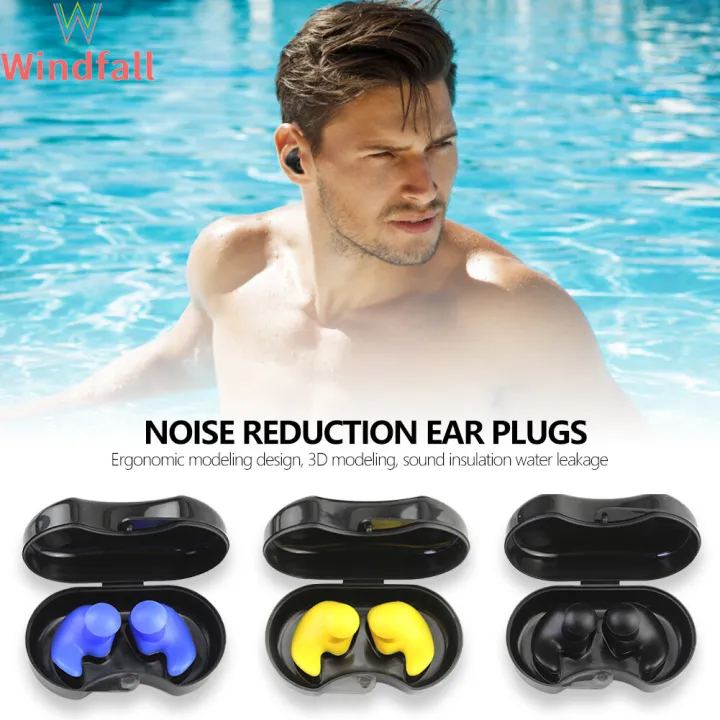 Windfall 1 Pair Diving Water Sports Swimming Accessories With Collection Box Soft Waterproof Earplugs Dust-Proof Ear Silicone Sport Plugs