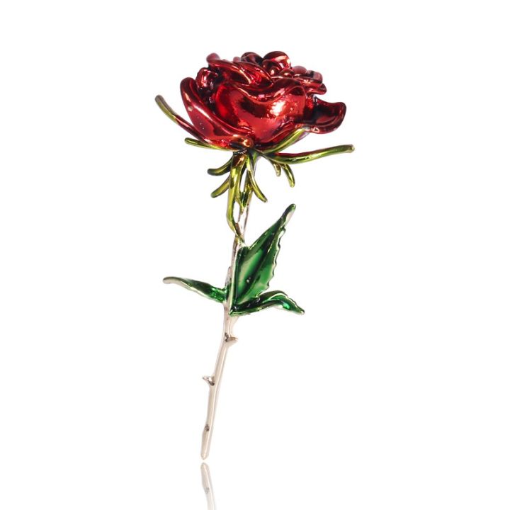 Cute Rose Flower Enamel Brooch Woman Party Wedding Costume Metal Flower Accessory Brooches Gift