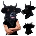 Funny Realistic Open Mouth Mover Cow Mask- Creepy Moving Bull Fursuit Animal Head Latex Masque Halloween Party Cosplay Costume. 