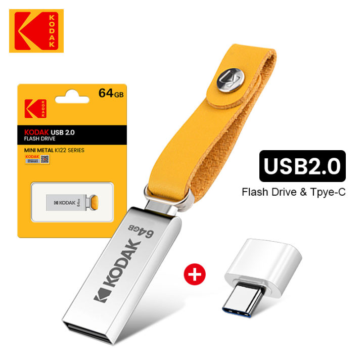 KODAK%20USB%20Flash%20Drives%20Mini%20Pen%20Drive%20128GB%2064GB%2032GB%20Pendrive%20Waterproof%20USB%20Memory%20Stick%20Leather%20Landyard%20+%20type%20C%20adapter%20-%20Image%204