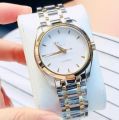 New Design Two Tone Gold Silver Stainless Steel Watch Premium Quality Fashionable Ladies Stylish Look Quartz Analog Chain Casual Watches for Women Girls Office Party Fashion Black White. 