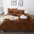 3 In 1 Fur Bed Sheet Set / Faux Fur Shaggy Comfortable Blanket (Without Padding) Home Decor Luxury Bedding Set Throw Rug Brown Color. 