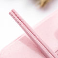 Japanese creative wheat straw portable tableware box set of three students cute chopsticks box spoon fork with long handle.. 