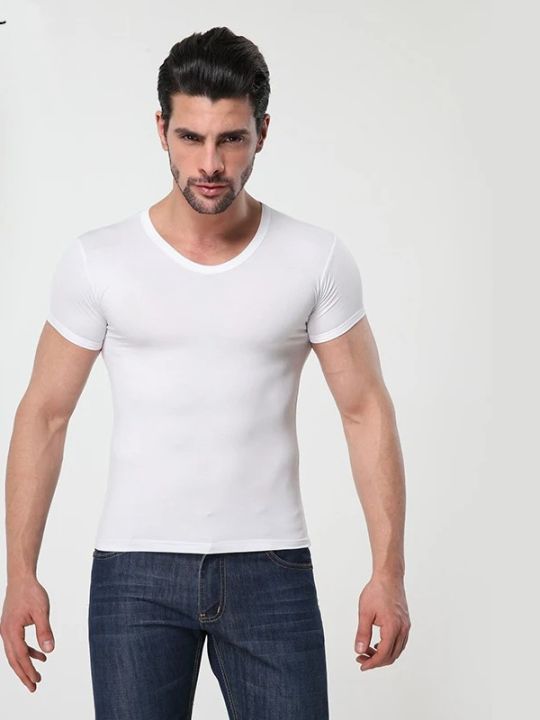 Vests Inner Ware Men's MODAL Solid Color Clothing Close-Fitting Short Sleeve Relax Breathable Strech O Neck Undershirts