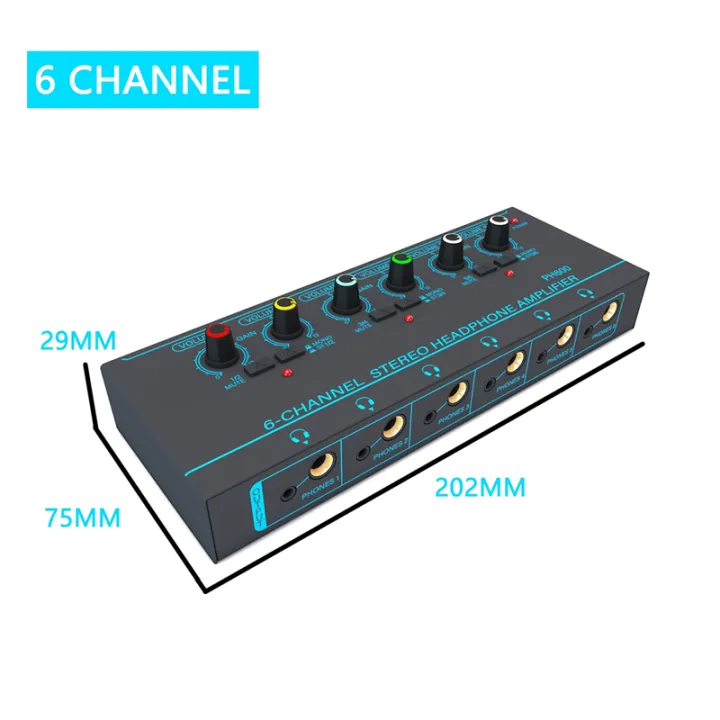 1%20PCS%206%20Channels%20Stereo%20Headphone%20Amplifier%20Mini%20Portable%20Earphone%20Splitter%20for%20Recording%20Studio%20,Blue%20-%20Image%204
