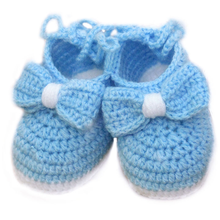 Crochet Baby Shoe Booty For Baby Girls And Boys – Blue White
