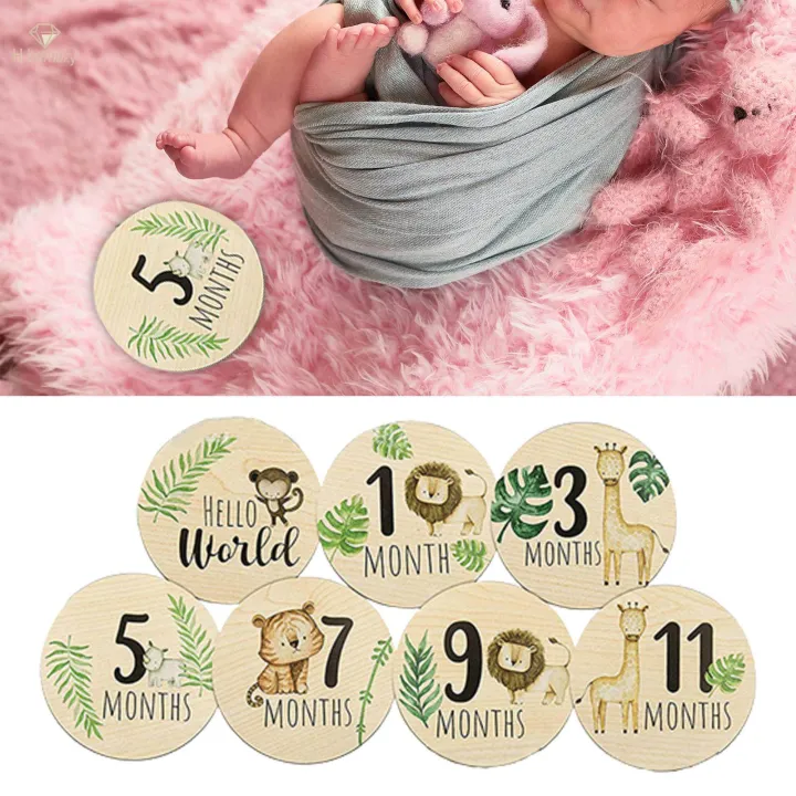 7x%20Baby%20Milestone%20Cards%20Round%20Wooden%20Monthly%20Cards%20for%20Home%20Table%20Decoration%20-%20Image%203
