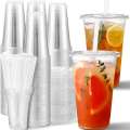 50PCS Plastic Cup with Lid and Straw Disposable Clear Cups Suitable for Party Smoothies Coffee Cold Drinks Container. 