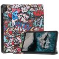 For Nokia T20 Painted Leather Tablet Case with 3-Fold Holder. 