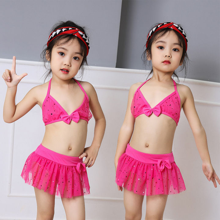 Yfashion%202%20Pieces%20Girls%20Cotton%20Split%20Swimsuit%20Multi-color%20Sweet%20Cute%20Bikini%20Swimwear%20For%200-2%20Years%20Old%20Kids%20-%20Image%202