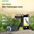 APEXEL Optional HD 36X Metal Telescope Telephoto Lens Monocular Mobile Lens+ Selfie Tripod for Samsung Huawei All Smartphones. 