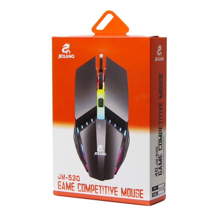 Computer Mouse JEQANG JM-530 High Quality Wired Gaming Mouse Competitive  1600DPI USB Wired RGB Gaming Gamer Mice for Desktop Computer Laptop PC  USB Optical Mouse For PC, Apple, Mac, Android- Black Color Laptop and Desktop computer USB Optical Mouse Lapt