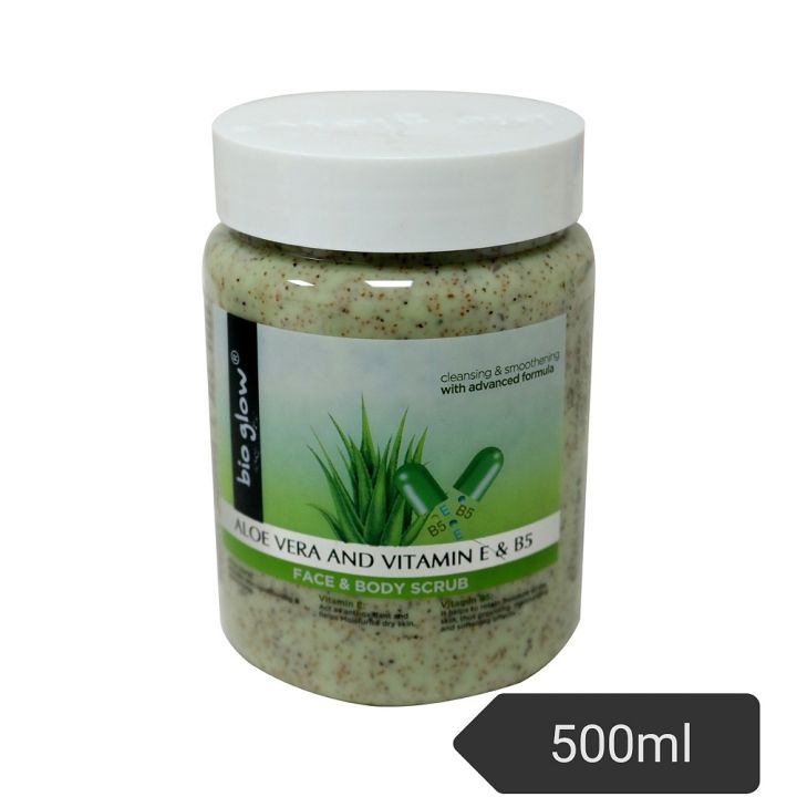 Bio Glow Aloe Vera And Vitamin E And B5 Face And Body Scrub 500ml