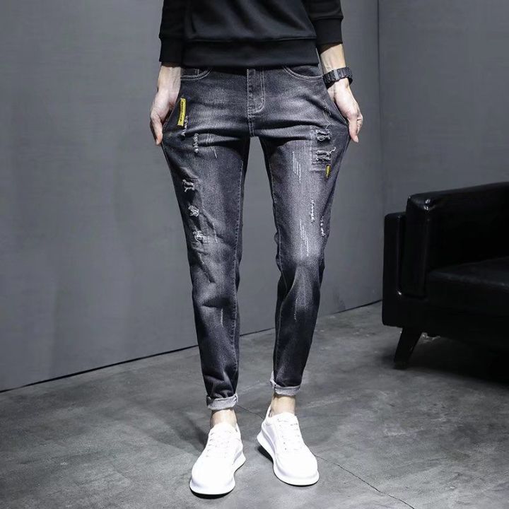 Summer%20Thin%20Jeans%20Men's%20Fashion%20Ripped%20Slim%20Fit%20Cropped%20Skinny%20Pants%20Men's%20Korean%20Stretch%20Casual%20Long%20Pants%20-%20Image%202