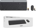 Logitech MK470 Slim Wireless Keyboard and Mouse Combo - Modern Compact Layout, Ultra Quiet, 2.4 GHz USB Receiver, Plug n' Play Connectivity, Compatible with Windows. 