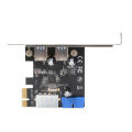 Desktop PCI-E to USB 3.0 Expansion Card With Interface USB 3.0 Dual Ports 20-pin Front Connector For Windows XP / Vista / 7 / 8 / 10 AC328. 