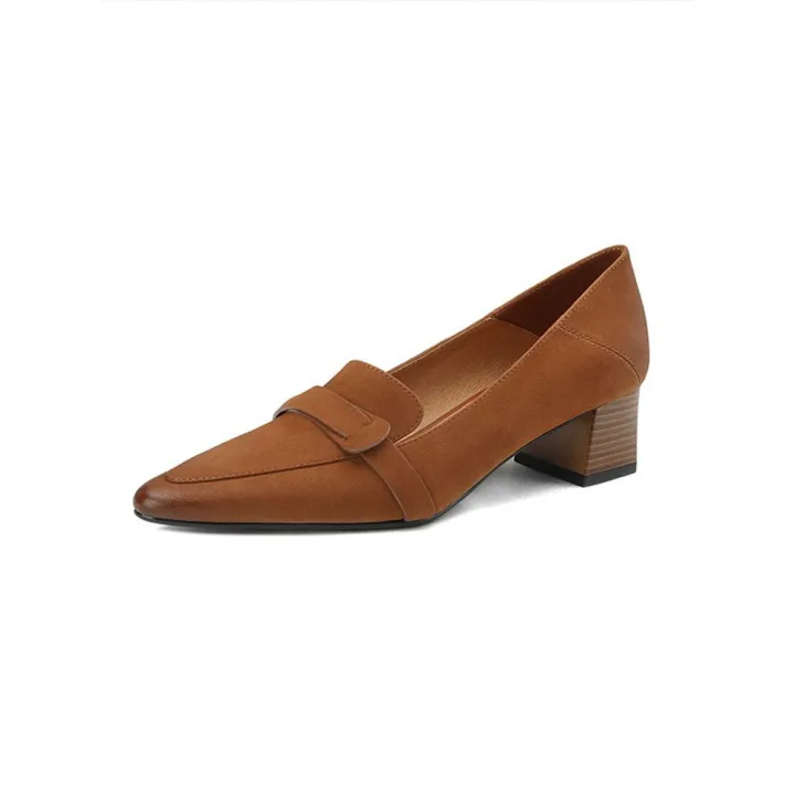 2023Spring%20New%20Real%20Soft%20Leather%20Loafers%20Pointed%20French%20Retro%20Mid%20Heel%20Chunky%20Heel%20Shoes%20Women's%20Low-Cut%20Fashion%20-%20Image%202