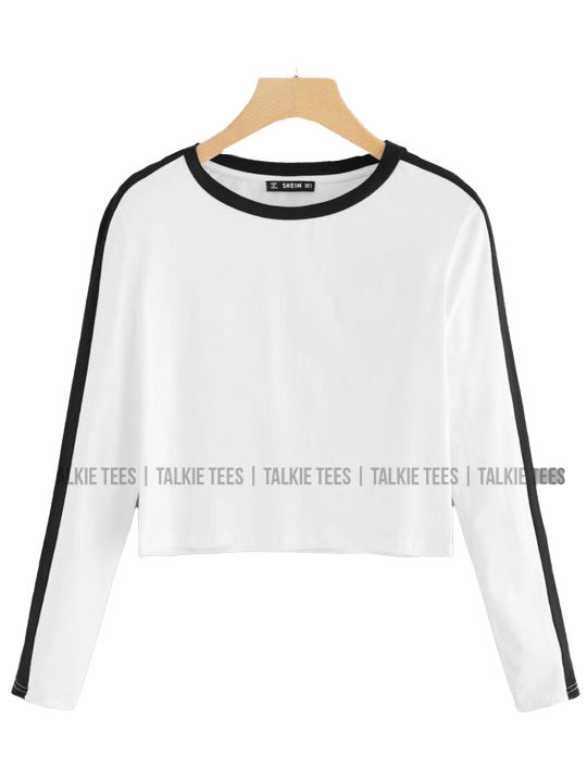 White%20Reglan%20Sleeve%20Black%20Contrast%20Lined%20Women%20Crop%20Top%20T%20Shirts%20%7C%20Tt9067%20,%20crop%20top%20for%20women%20-%20Image%202