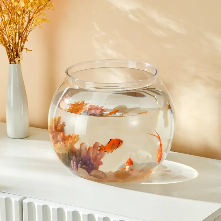 Picture of Home Decor Clear Transparent Round Fish Portable Plastic Fish Bowl ...