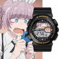 Song of the Night Seven Grasses Electronic Watch Sports Digital Cartoon Cute Electronic Watch with Alarm Clock for Women. 