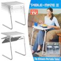 White Adjustable Portable Table-Mate II Tray Holder Large Folding Adjusting Convenient Move Moveable Table for Laptop Breakfast Food Cup Plate Paper Documents TV Television Electric Devices Work from Home Office Hospital Room Bed Kitchen Living Lifestyle. 