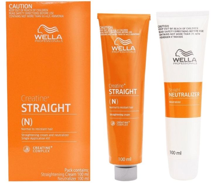 Wella Professionals wnsc Creatine Straight (N) for Normal to Resistant Hair Straightening Cream and Neutralizer Single Application Kit 200 ml