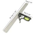 3 In 1 Square Angle Ruler Set Engineer Adjustable Combination Spirit Level Ruler Combination Protractor Measuring Tool Set 300mm. 