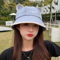 Cute Cartoon Cat Ears Women Bucket Hat Summer Outdoor Sun Hats Ladies Girls Panama Cap. 