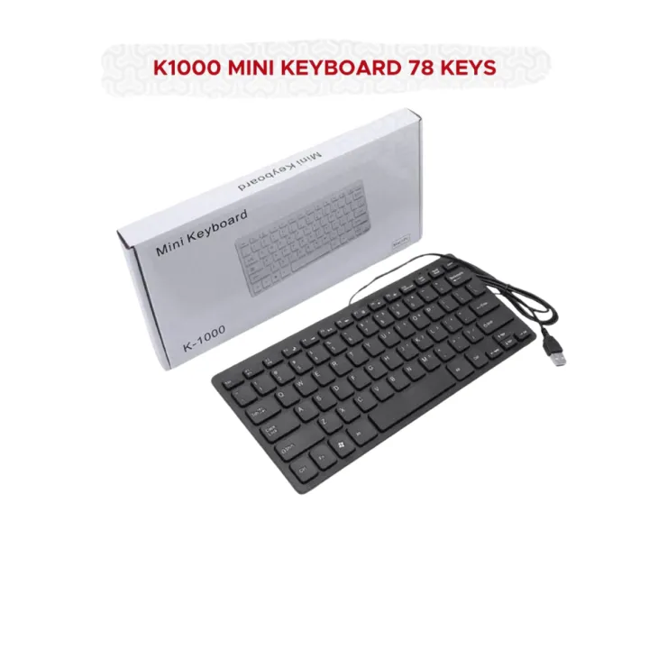 K1000 78 Keys Chocolate Slim Wired USB Keyboard for Laptop desktop