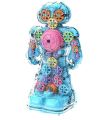 Transparent Gear Robot Boys and Girls Art Creativity Light Up Transparent Toy Robot for Kids Colorful Moving Gear Toy Robot with Music and LED Effect with Universal Wheels Fun Educational Toy Gift for. 