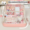 Multilayers Grids Stationery Storage Cases Layered Classified Cosmetic Bag 90 ° Wide Opening Pen Bag Kawaii Students School Supply Large Capacity Zipper Pencil Pouch 1Pcs. 