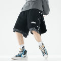 Charles Peach Heart Shorts for Men Sports Fashion Loose Paisley Two-Piece Breasted Summer Leisure Cropped Pants. 