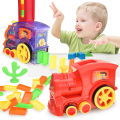 Automatik meletakkan Domino bata kereta api Set bunyi cahaya kanak-kanak berwarna-warni Domino plastik blok permainan mainan Set untuk kanak-kanak. 