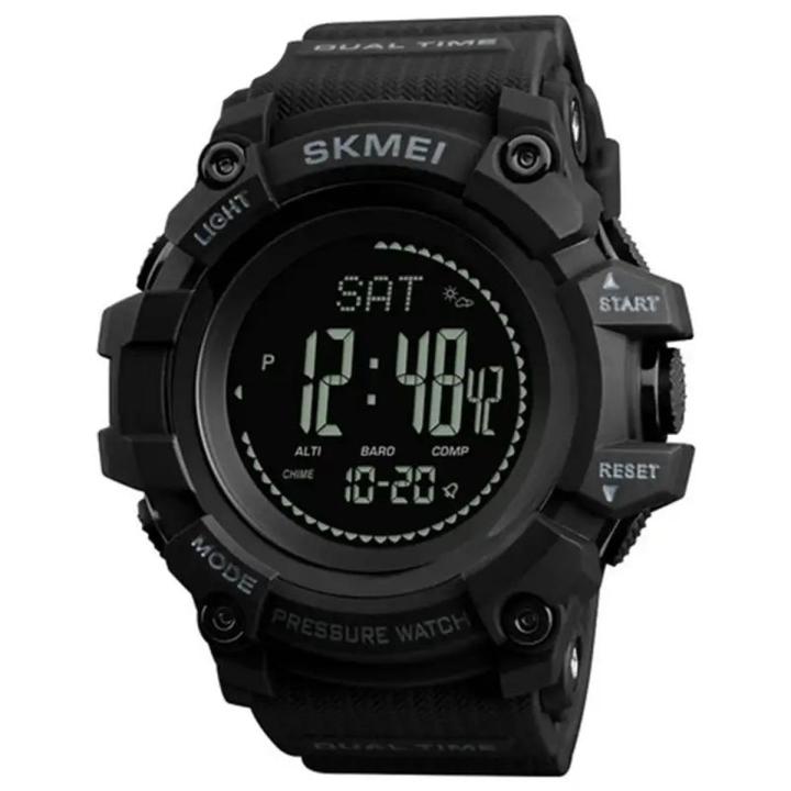 SKMEI Trekking Hiking Sports Digital Chronograph Barometer Altimeter Digital Compass Pedometer Dual Display Alarm 50M Waterproof EL Light Watches for Men 1358