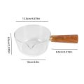 Nullmul Glass Milk Pot with Wooden Handle 400Ml Cooking Pot for Salad Noodles Gas Stove Cookware. 