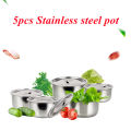 5 Pcs Stainless Steel Stock Pot with Lid One Set Food Saver , Steamer & Food Container Cooking Tools Cookware Kitchen Accessories. 