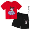 Fashion Cute Cartoon Kuromi Children's T-Shirt Kawaii Summer Tees Loose Short Sleeve Women Y2k Tops Boy Girl Shirts. 