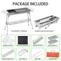 Outdoor Camping Grill Set Stainless Steel Portable Foldable Charcoal Grill - silver. 