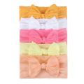 5 Pcs/Set Baby Girl Headband Bows Elastic Hair Band Solid Color Kids Turban Hair Accessories. 
