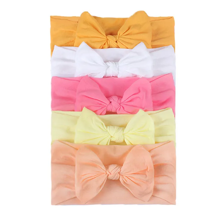 5%20Pcs/Set%20Baby%20Girl%20Headband%20Bows%20Elastic%20Hair%20Band%20Solid%20Color%20Kids%20Turban%20Hair%20Accessories%20-%20Image%205
