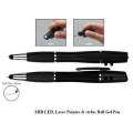 4 in 1 laser pointer presentation pen with LED light, Laser Pointer presenter pointer, stylus, Ball Gel Pen Free battery included (Black). 