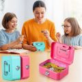 Creative Mini Lockable Cash Box Metal with Key Lock Box Sturdy Construction with Handle Money Safe Case Home Use. 