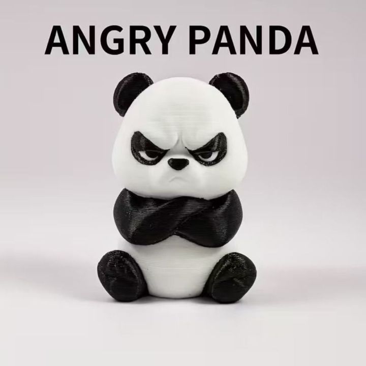 Desktop Ornament 3D Printed Angry Panda Animal Figure Funny Panda ...