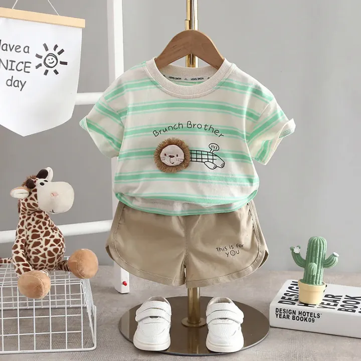 Boys%20Striped%20Casual%20Outfit%20Round%20Neck%20T-shirt%20&%20Shorts%20Kids%20Summer%20Clothes%20Sets%20-%20Image%202