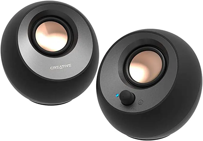 Creative Pebble V3 Minimalistic 2.0 USB-C Desktop Speakers with USB Audio, Clear Dialog Enhancement, Bluetooth 5.0, 8W RMS with 16W Peak Power,  Creative Speaker Creative subwoofer Bluetooth speaker