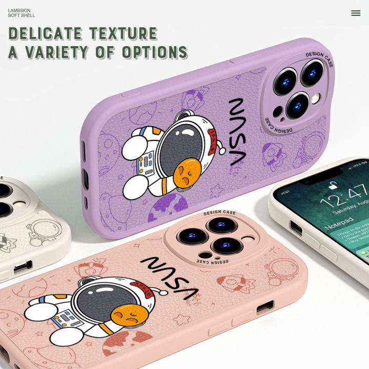 UCUC%20for%20iPhone%20X%20/%20XS%20Back%20Cover%20Cute%20Astronaut%20Leather%20Case%20Soft%20Thin%20Drop%20Resistant%20Phone%20Case%20-%20Image%206