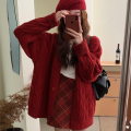 Christmas New Year Red Sweater Coat for Women Autumn and Winter 2024 New Popular Idle Style Knitted Cardigan High Sense. 